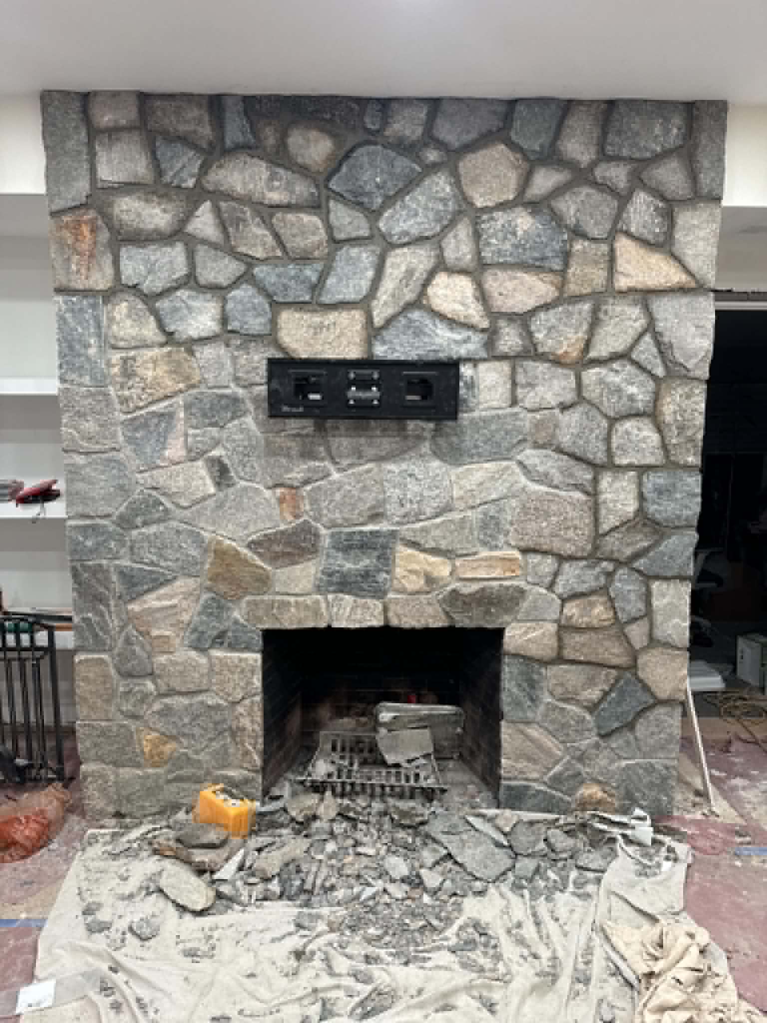 Stone fireplace
