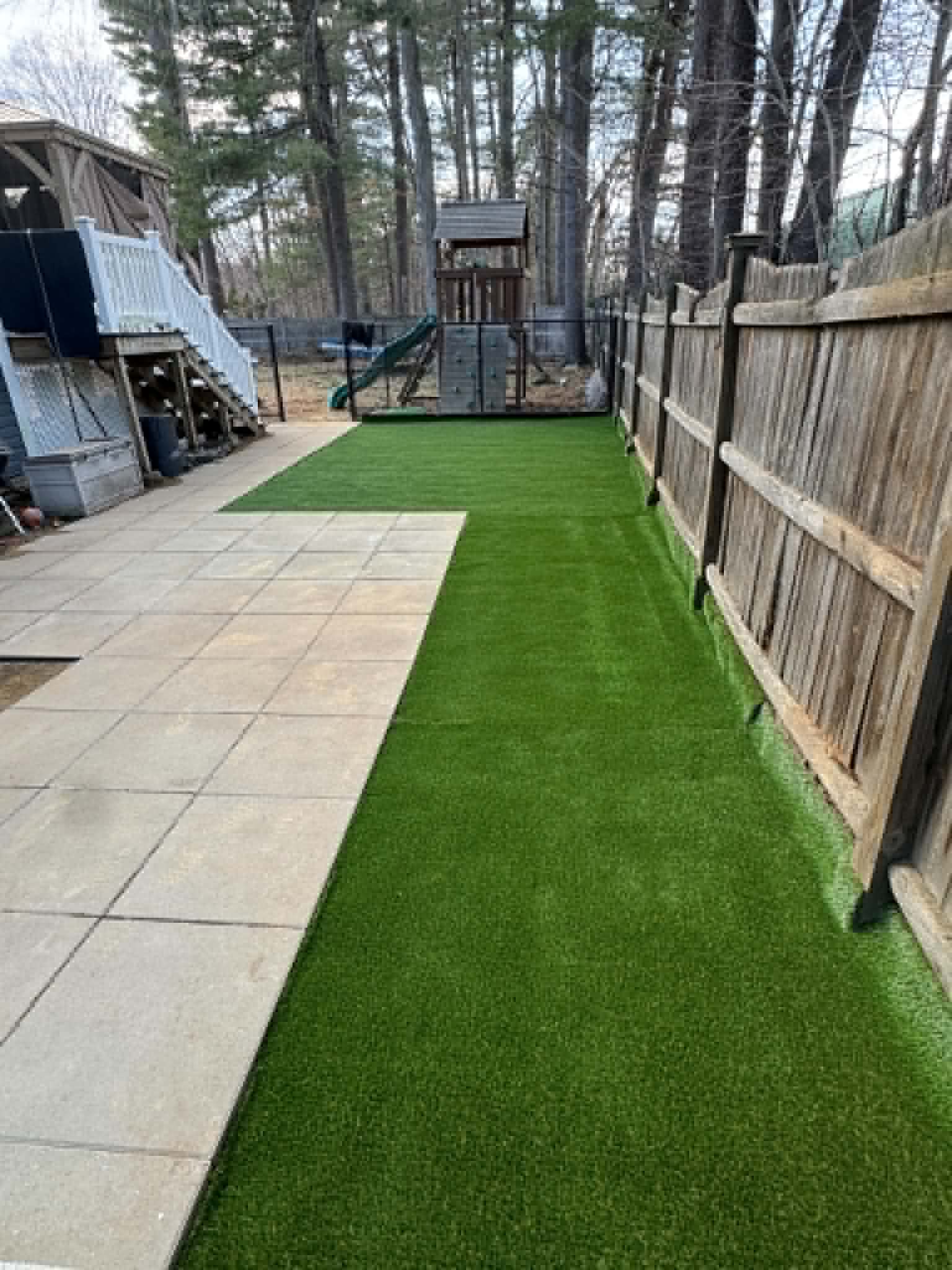 Artificial turf and pavers