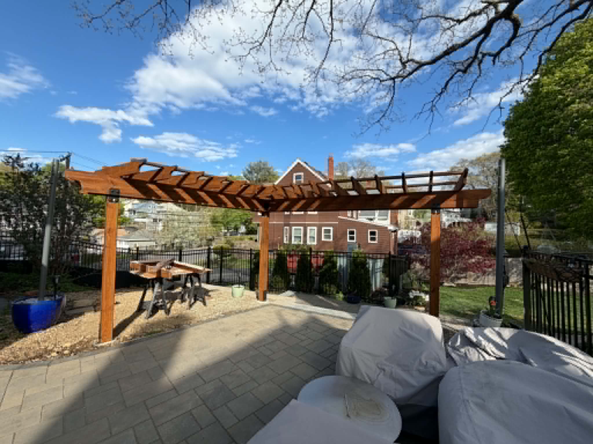 Pergola and paver patio